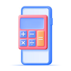Aufkleber - 3d calculator app on smartphone screen isolated. mobile phone with calculator application on touchsc