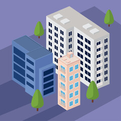 Sticker - buildings and trees isometric