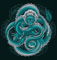 Wall Mural - Illustration oriental dragon vector illustration