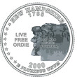 New Hampshire US Quarter Dollar Coin,  Coin 25 US cents. States and territories. Obverse and reverse sides of the New Hampshire State Commemorative Quarter, Vector.