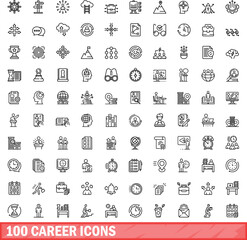 Poster - 100 career icons set. outline illustration of 100 career icons vector set isolated on white backgrou