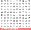 © ylivdesign - 100 profession icons set. Outline illustration of 100 profession icons vector set isolated on white background