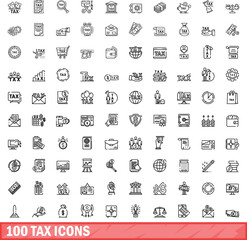 Poster - 100 tax icons set. outline illustration of 100 tax icons vector set isolated on white background