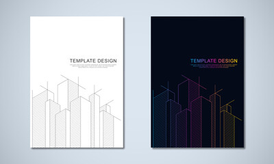 Wall Mural - architectural drawing with building construction for the book cover, brochure, flyer, poster, presen