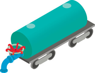 Poster - energy transportation icon isometric vector. railway tank with pipe and valve. distribution, supply 