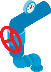 Poster - Water supply icon isometric vector. Part of water pipe with manometer and valve. Watersupply system, housing communication, infrastructure