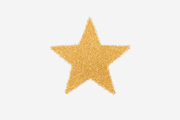 five point star symbol shape made of golden glitter