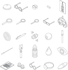 Poster - eye examination icons set. isometric set of eye examination vector icons outline thin lne isolated o