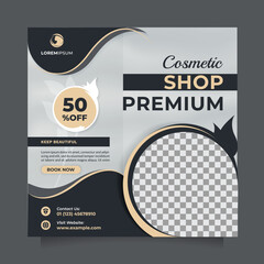 Wall Mural - cosmetics beauty sale social media post and banner template. luxury square vector design to promote 