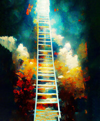 Long ladder toward to the heaven up