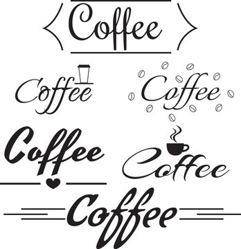 A set of logos for a coffee shop. Lettering Coffee. High quality vector illustration.