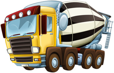 cartoon industry truck concrete mixer illustration for children