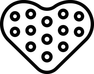 Canvas Print - Heart shape cracker icon outline vector. Cookie snack. Cake grain