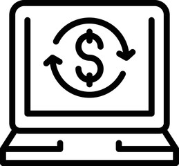 Poster - laptop finance icon outline vector. business incubator. idea startup