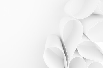 Poster - Funny white drops of paper as soft light bright vertical decorative border with copy space for text in gentle minimal simple modern abstract style, background, top view.