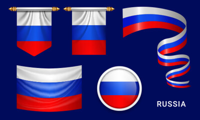 Wall Mural - Various Russia flags set isolated