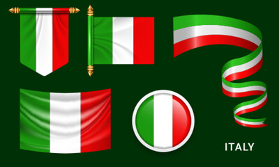 Wall Mural - Vector set of the national flag of Italy in various creative designs