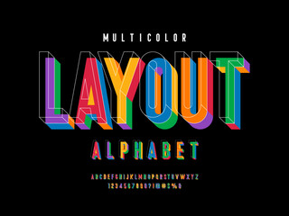 Poster - Vector of modern colorful alphabet design with uppercase, numbers and symbols