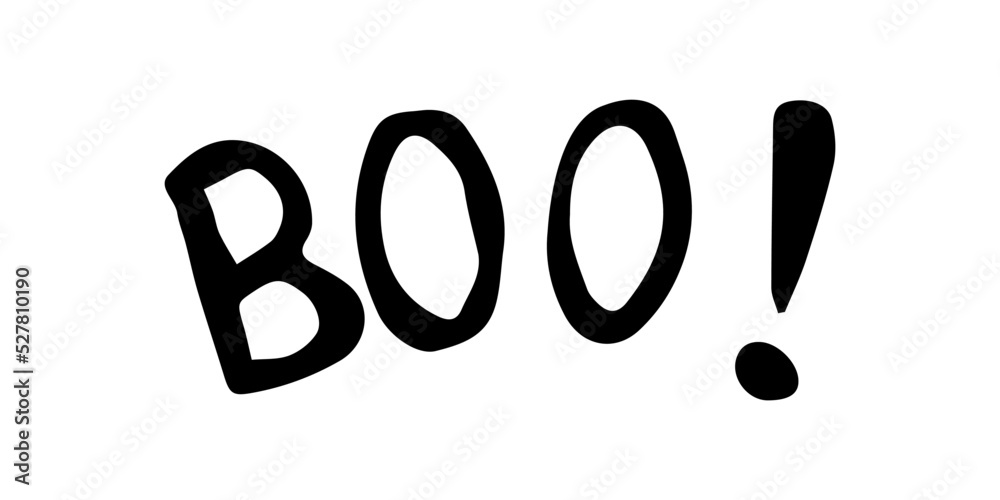 Hand drawn vector lettering boo. Halloween black color text typography ...