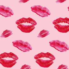 Set Of Lips Pattern Romance Pink Bright