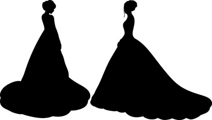 Wall Mural - tender bride silhouette isolated, vector