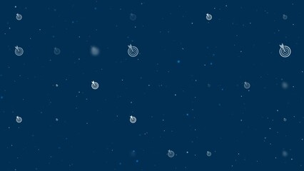 Poster - Template animation of evenly spaced goal symbols of different sizes and opacity. Animation of transparency and size. Seamless looped 4k animation on dark blue background with stars