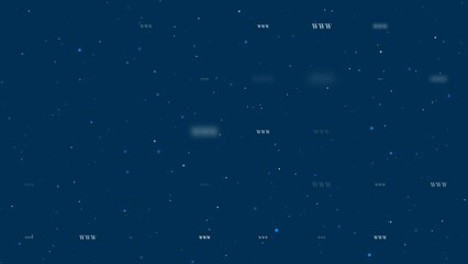 Poster - Template animation of evenly spaced www symbols of different sizes and opacity. Animation of transparency and size. Seamless looped 4k animation on dark blue background with stars
