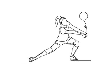 Canvas Print - Continuous single one line drawing of volley ball woman player sport championship vector illustration