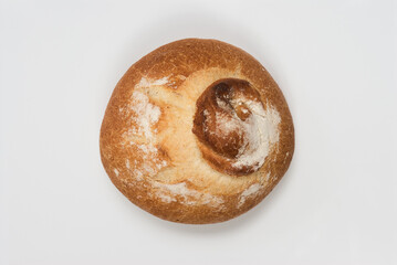 Wall Mural - Loaf of bread on white background