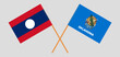 Crossed flags of Laos and The State of Oklahoma. Official colors. Correct proportion