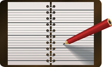 Pencil Writing In Diary Vector Illustration