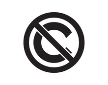 Creative Commons Public Domain. Copyright, Copy Writing Or Bookmark Icon. Vector Symbol Of Prohibition. Non Copyright Icon Sign. Free To Use. Without Legal Recognition. Graphic Design Illustration.