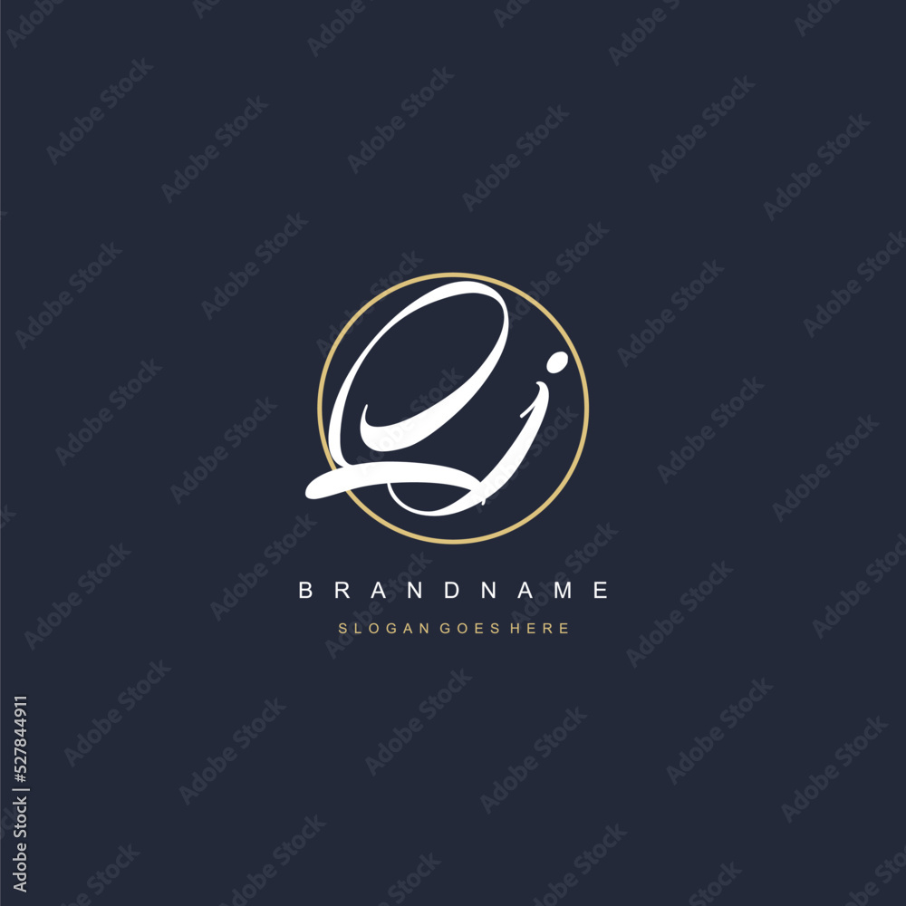 Initial letter QJ logo monogram feminine style with circle line design ...