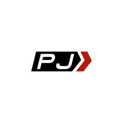 Letter PJ logo with simple right arrow design ideas