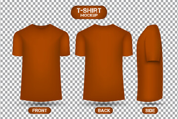 Wall Mural - plain orange t-shirt. front, back and side views.