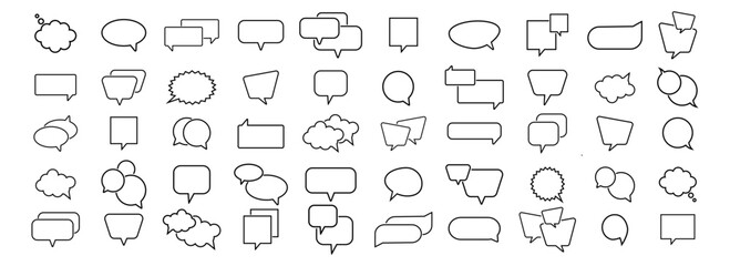 Speech Bubbles icon set.Simple bubble chat icons.Talk bubbles.Empty speech clouds chat collection.Message box communication.Speech balloon.