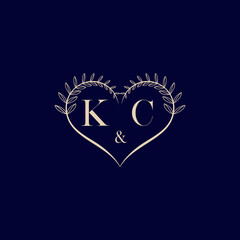 Poster - KC floral love shape wedding initial logo