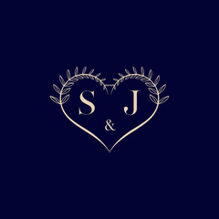 Poster - SJ floral love shape wedding initial logo