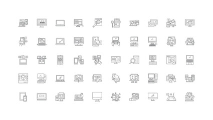 Wall Mural - Server icons ideas, linear icons, line signs set, vector collection