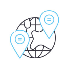 Fototapete - earth line icon, outline symbol, vector illustration, concept sign