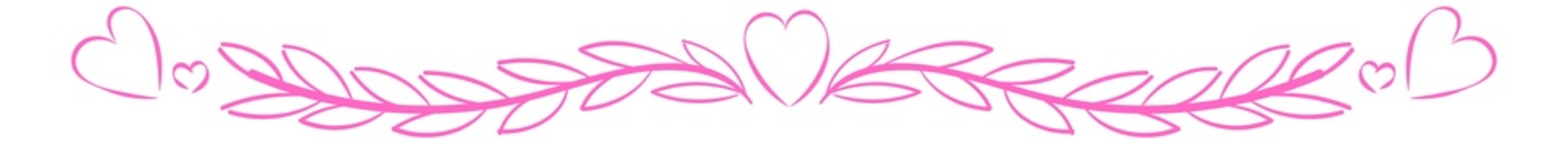 Poster - cute pink divider with heart and floral vines. decorative ornament