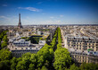 Horizontal view of Paris from the top of Arch de Triumphe.