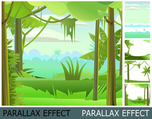 Wall Mural - rain forest. dense thickets. view from the jungle tropical forest panorama. image from layers for ov