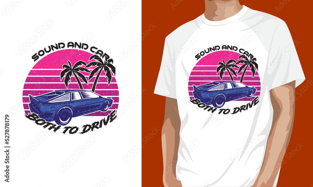 Vector car t-shirt design. car t-shirt design. Vector car. Sound and ...