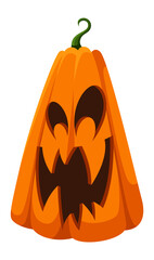 Wall Mural - Spooky pumpkin with scary smile. Funny cartoon character