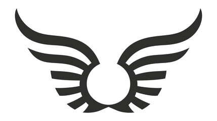 Wall Mural - Winged badge. Wings in flight emblem with waving stripes