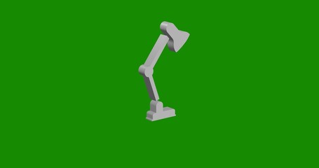 Poster - Isolated realistic white table lamp symbol front view with shadow. 3d illustration on green chroma key background