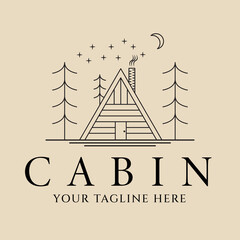 Wall Mural - Abstract elegant cabin line logo icon vector design. house lined vector sign