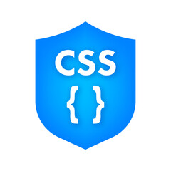 Sticker - Cascading Style Sheets, css label. High performance. Vector stock illustration.