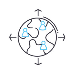Fototapete - global outsource line icon, outline symbol, vector illustration, concept sign